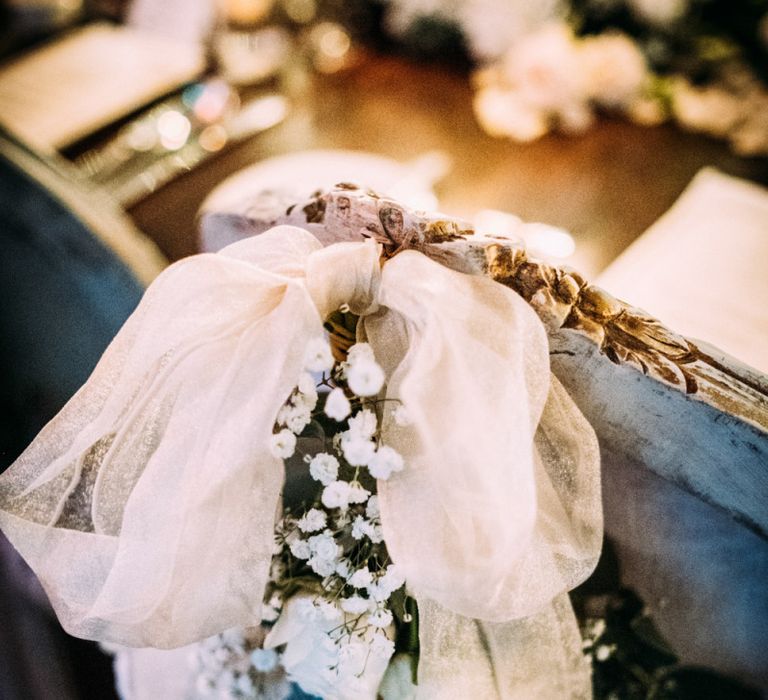 Tulle and Flower Chair Back Decor