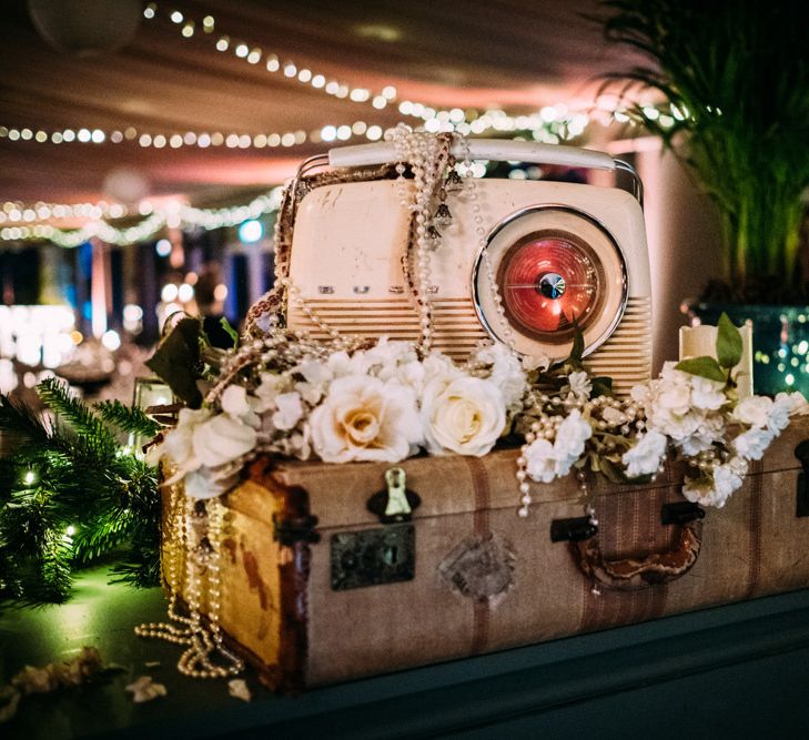 Vintage Suitcase and Radio Wedding Decor