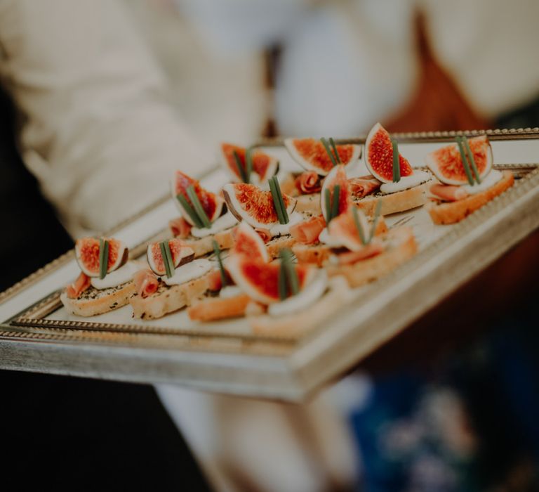 Canapé at Hobbit Hill for summer marquee wedding reception