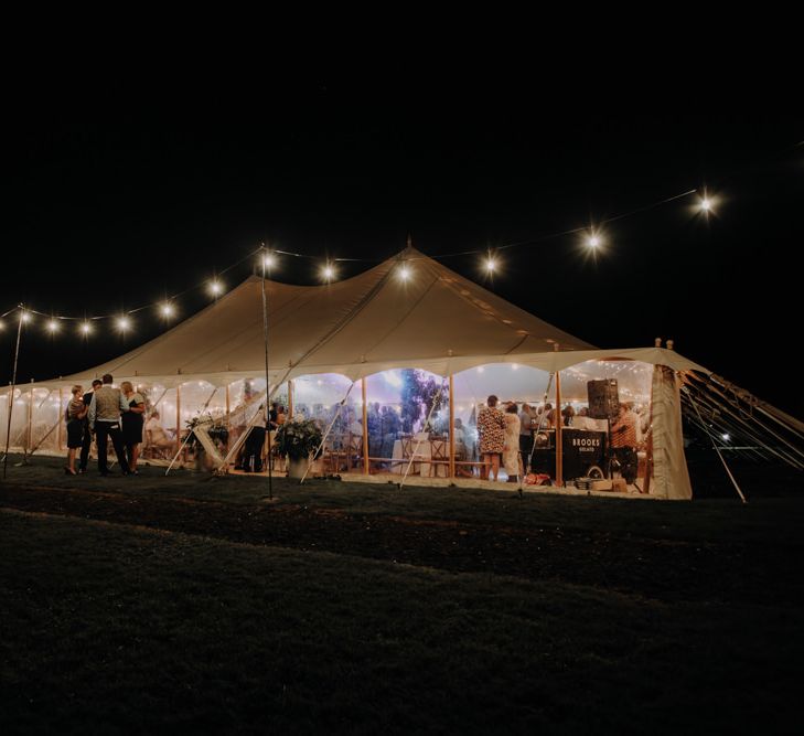 Marquee reception at Hobbit Hill styled with fairy lights