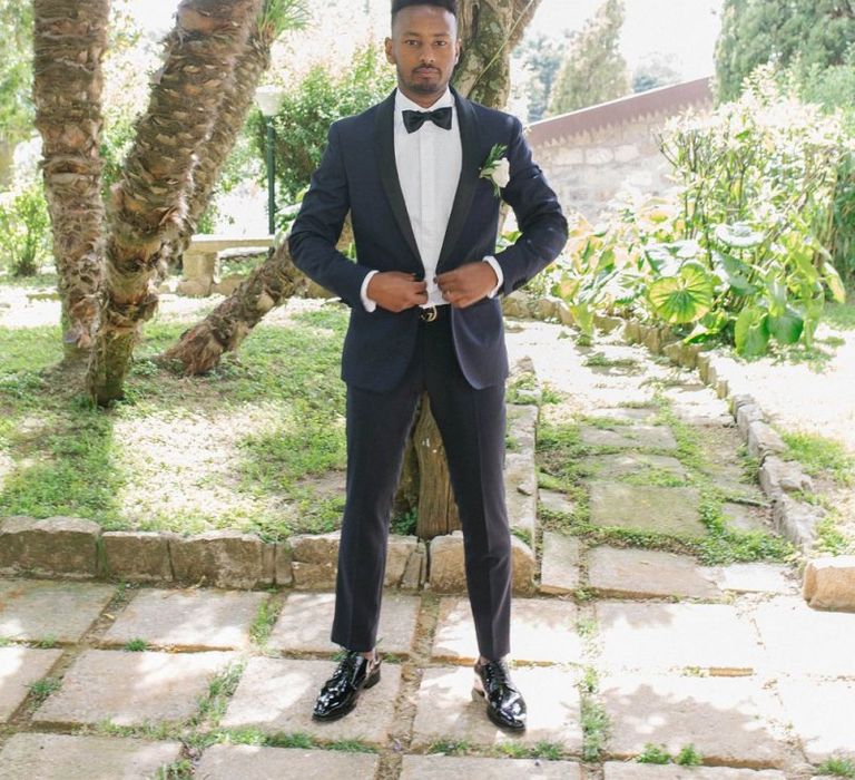 Groom In Tuxedo For Wedding In Italy