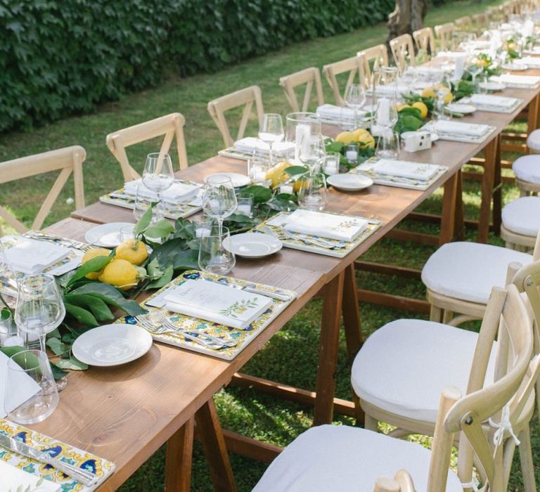 Lemon Wedding Decor For Wedding Tables At Villa In Sorrento