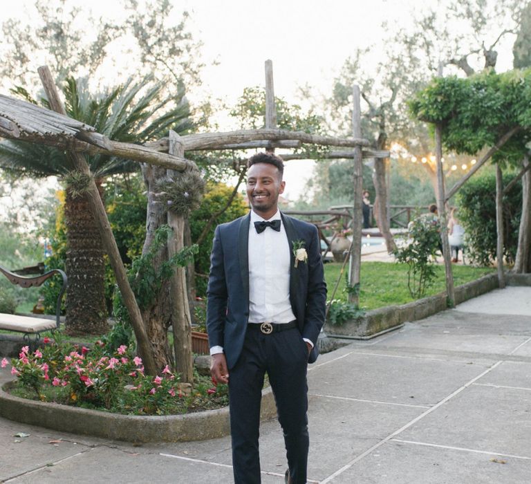 Groom In Tuxedo For Italian Destination Wedding