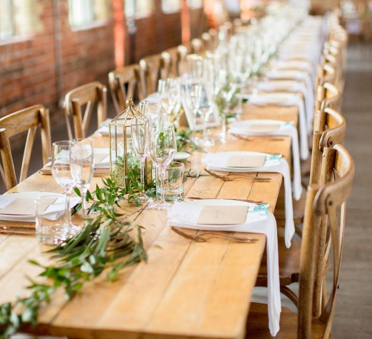 Long Wooden Table and Chairs for Wedding Reception