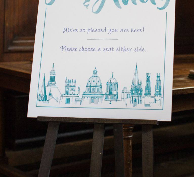 Oxford Skyline Welcome Wedding Sign