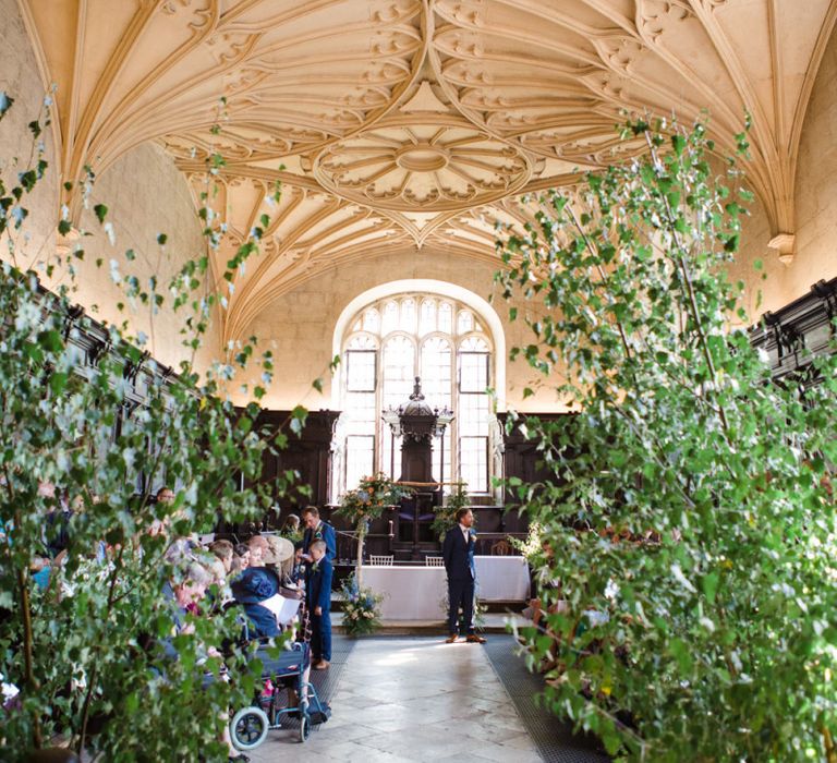 Wedding Ceremony with Trees Lining The Aisle