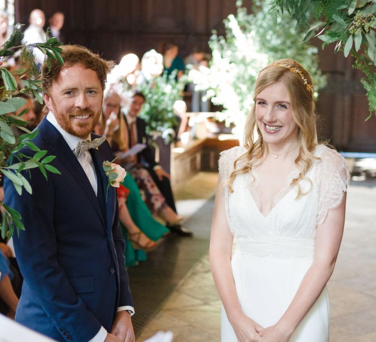 Wedding Ceremony with Bride in Sassi Holford Tamara Wedding Dress  and Groom in Navy Ted Baker Suit