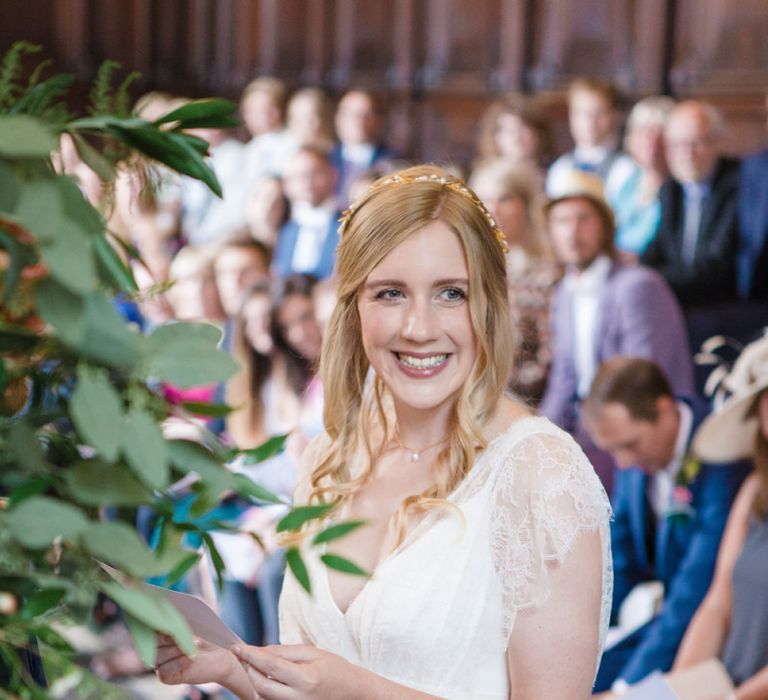 Smiling Bride in Sassi Holford Tamara Wedding Dress