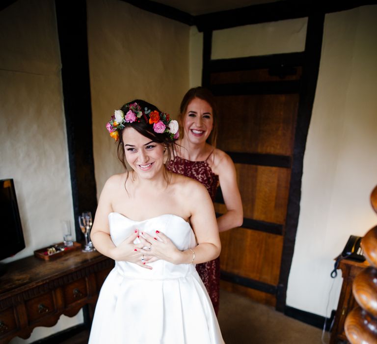 Autumnal Village Wedding with Deep Red &amp; Blue Colour Scheme at Ramster Hall, Surrey | Watters Bridal Gown | Warehouse Bridesmaid Dresses | Navy Suit Supply Suits | Tony Hart Photo