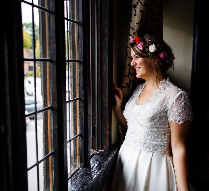 Autumnal Village Wedding with Deep Red &amp; Blue Colour Scheme at Ramster Hall, Surrey | Watters Bridal Gown | Warehouse Bridesmaid Dresses | Navy Suit Supply Suits | Tony Hart Photo