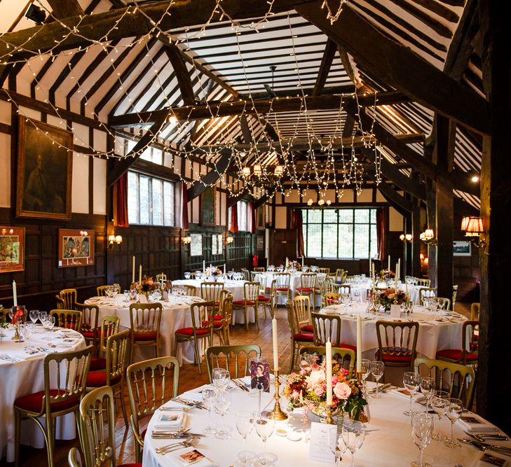 Autumnal Village Wedding with Deep Red &amp; Blue Colour Scheme at Ramster Hall, Surrey | Watters Bridal Gown | Warehouse Bridesmaid Dresses | Navy Suit Supply Suits | Tony Hart Photo