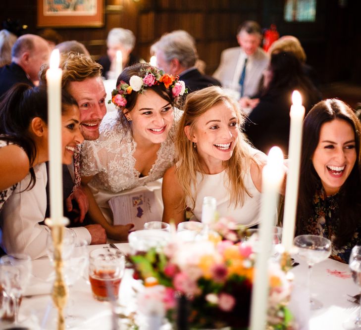 Autumnal Village Wedding with Deep Red &amp; Blue Colour Scheme at Ramster Hall, Surrey | Watters Bridal Gown | Warehouse Bridesmaid Dresses | Navy Suit Supply Suits | Tony Hart Photo