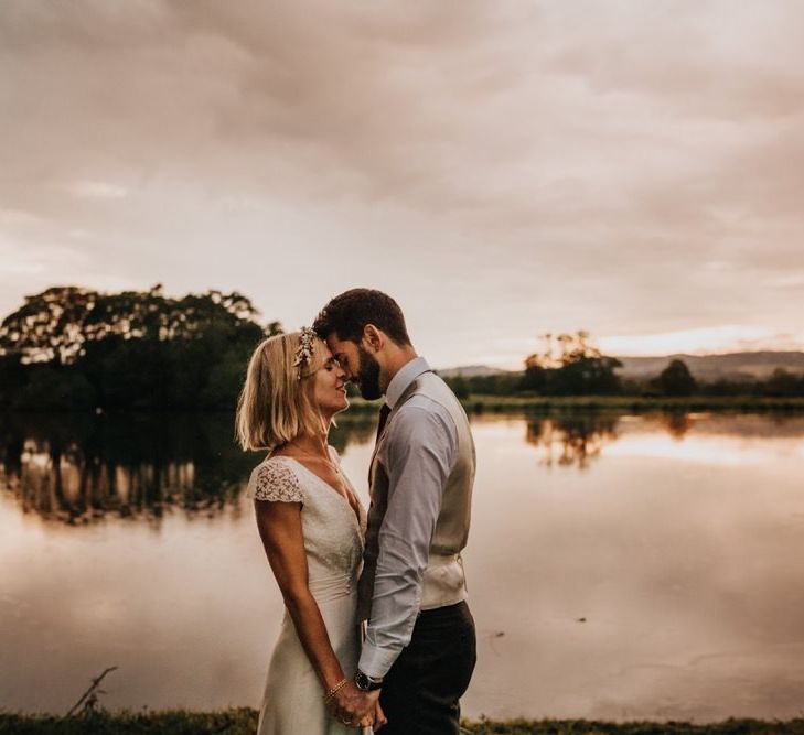 Bride and groom take in the breathtaking views at Newburgh Priory