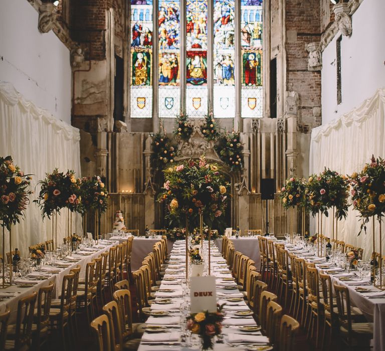 Wedding Reception at Highcliffe Castle with Stainglass Windows