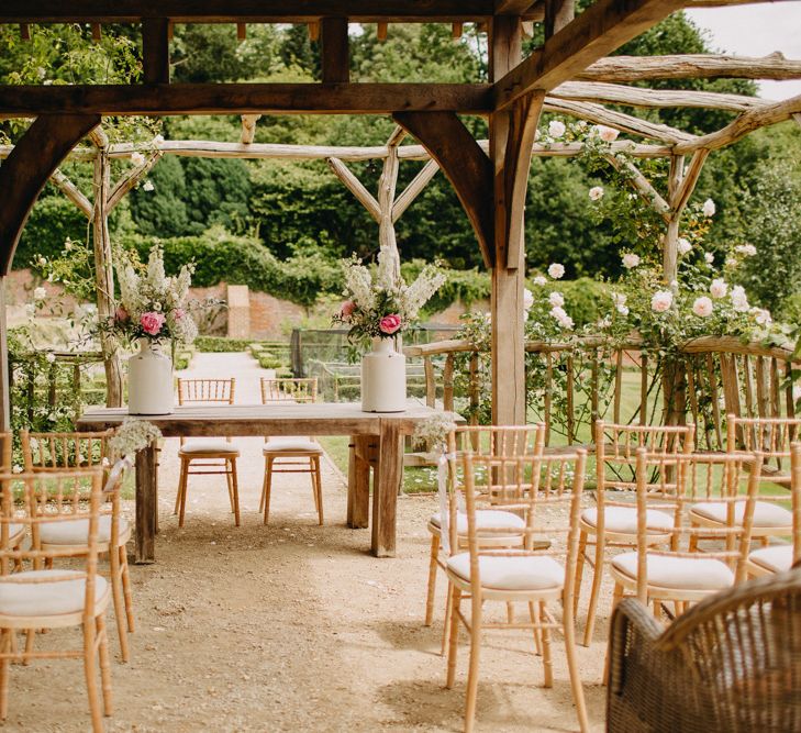 Outdoor Wedding Ceremony Arbour | DIY Rustic Tipi Wedding at Riverhill Gardens, Sevenoaks | Frances Sales Photography