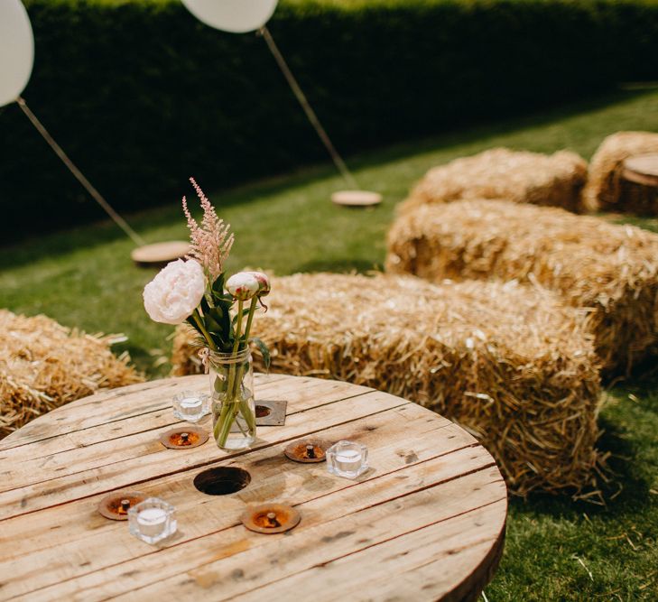 Peonies &amp; Dried Flowers in a Jar Wedding Decor | DIY Rustic Tipi Wedding at Riverhill Gardens, Sevenoaks | Frances Sales Photography