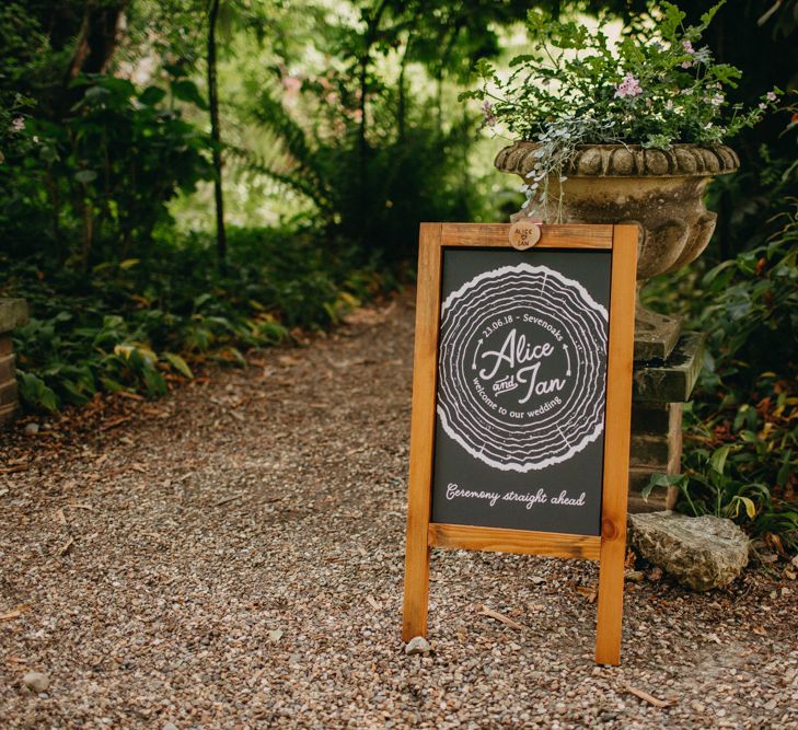 Chalkboard Wedding Sign | DIY Rustic Tipi Wedding at Riverhill Gardens, Sevenoaks | Frances Sales Photography