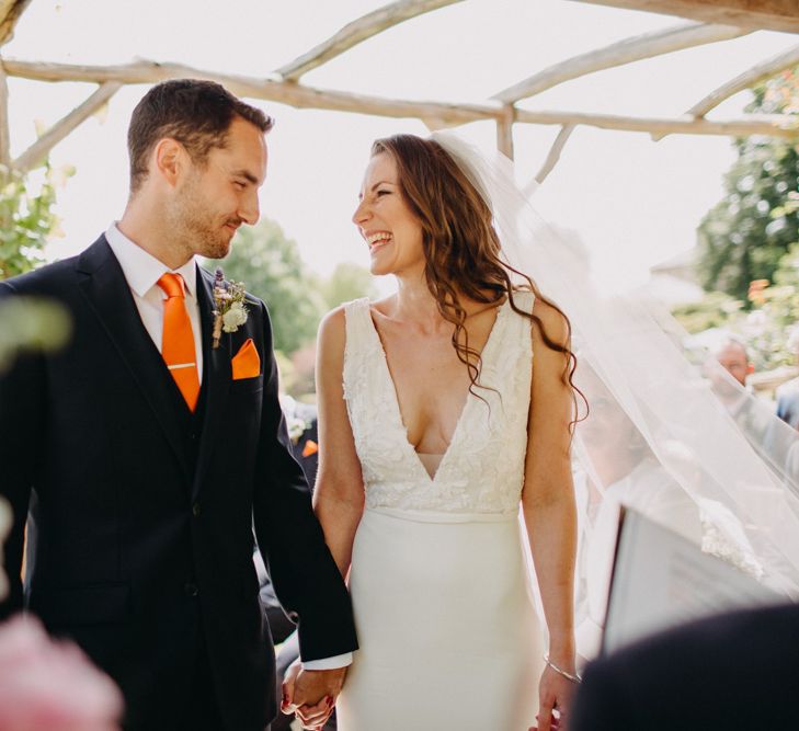 Wedding Ceremony | Bride in Halo &amp; Wren Wedding Dress | Groom in Moss Bros. Suit | DIY Rustic Tipi Wedding at Riverhill Gardens, Sevenoaks | Frances Sales Photography