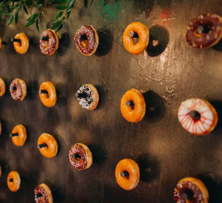 Doughnut Wall | DIY Rustic Tipi Wedding at Riverhill Gardens, Sevenoaks | Frances Sales Photography