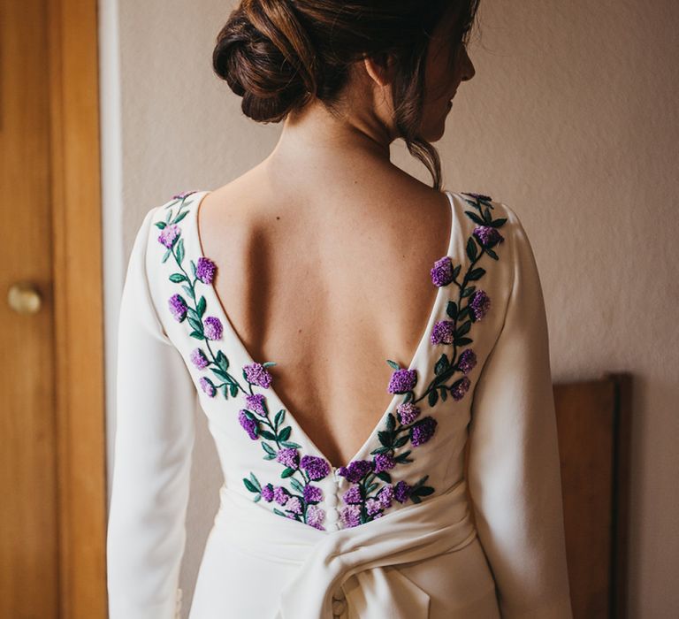 Bride in Nnavascues Embroidered Back Wedding Dress