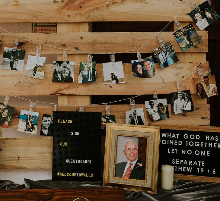 Polaroid Station Guest Book with Lightbox  &amp; Peg Board Wedding Sign