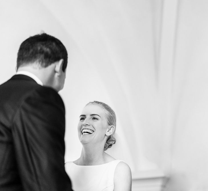 Wedding Ceremony | Bride in Caroline Castigliano Wedding Dress | Groom in Henry Herbert Tailors Morning Suit | Traditional Green/Blue Danish Wedding at Scandinavian Country House, Jomfruens Egede in Faxe, Denmark | John Barwood Photography