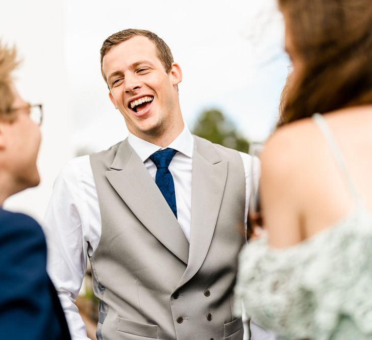 Groom in Henry Herbert Tailors Morning Suit | Traditional Green/Blue Danish Wedding at Scandinavian Country House, Jomfruens Egede in Faxe, Denmark | John Barwood Photography