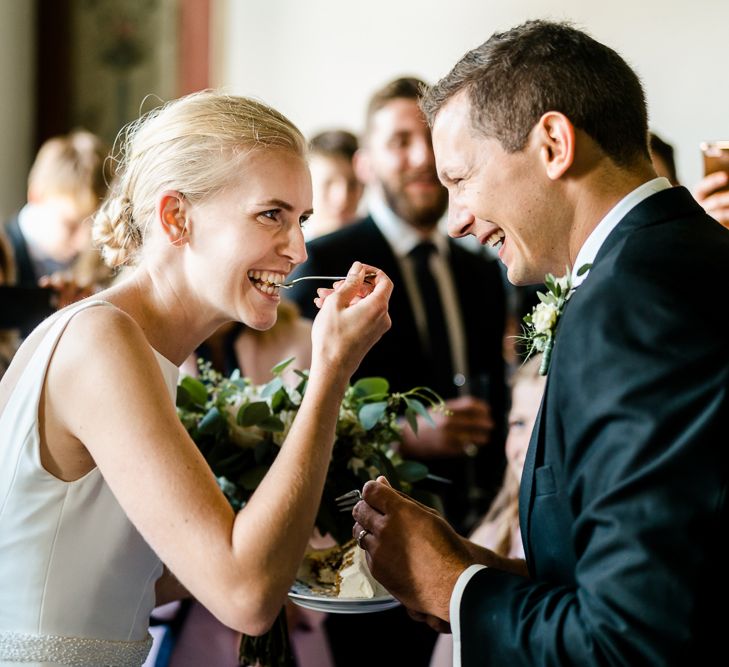 Wedding Ceremony | Bride in Caroline Castigliano Wedding Dress | Groom in Henry Herbert Tailors Morning Suit | Traditional Green/Blue Danish Wedding at Scandinavian Country House, Jomfruens Egede in Faxe, Denmark | John Barwood Photography