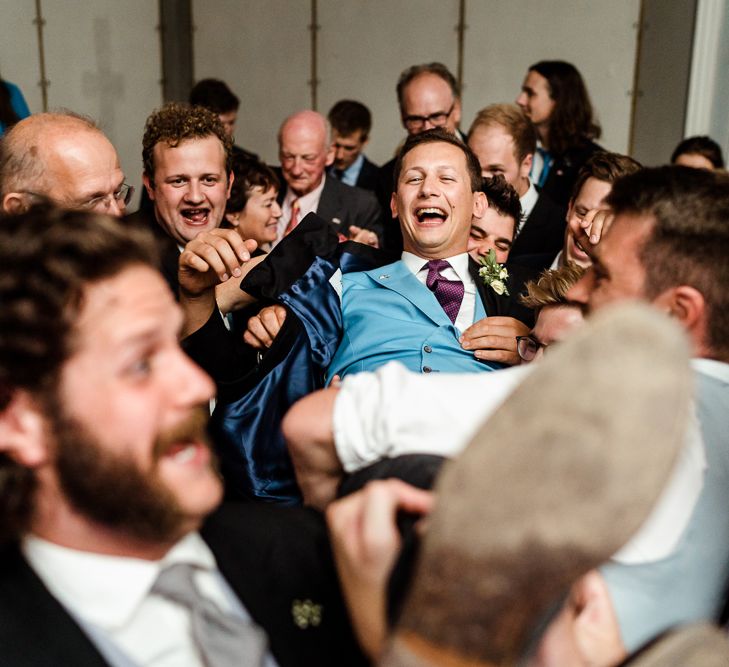 Groom in Henry Herbert Tailors Morning Suit | Traditional Green/Blue Danish Wedding at Scandinavian Country House, Jomfruens Egede in Faxe, Denmark | John Barwood Photography