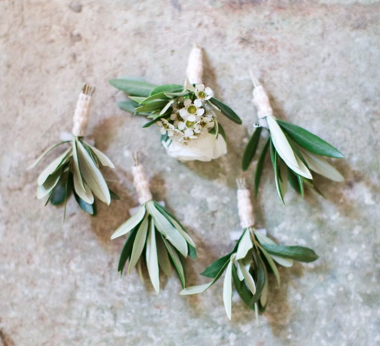 Olive Branch Buttonholes | Four Day Italian Destination Wedding at Frattoria Mansi Bernadini Planned by Weddings by Emily Charlotte | Cecelina Photography