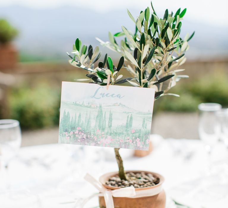 Plant Pot Table Centrepiece | Four Day Italian Destination Wedding at Frattoria Mansi Bernadini Planned by Weddings by Emily Charlotte | Cecelina Photography