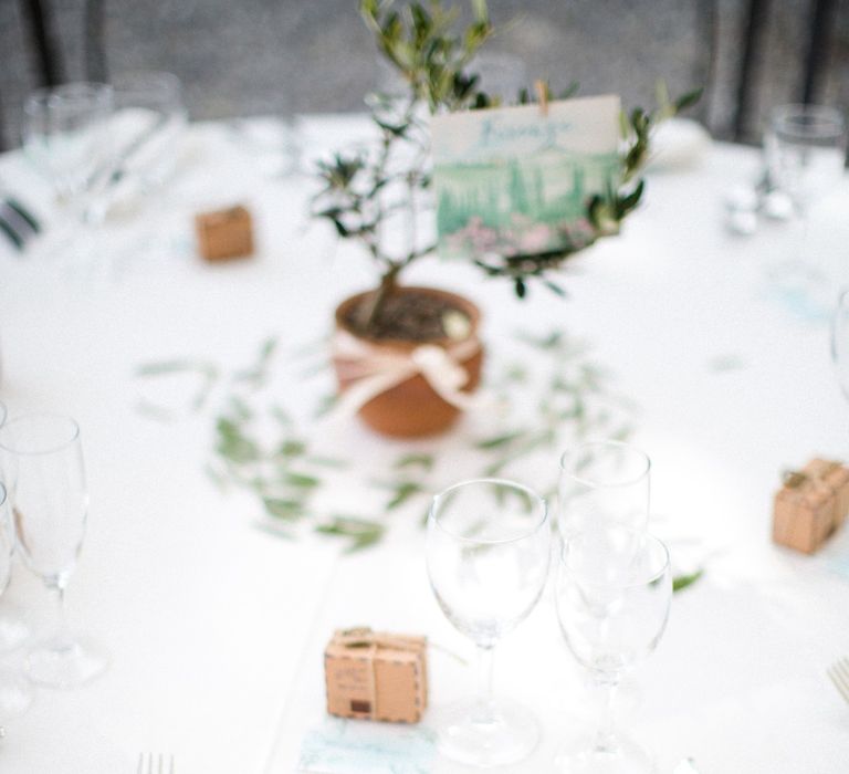 Elegant Place Setting with Menu Card | Four Day Italian Destination Wedding at Frattoria Mansi Bernadini Planned by Weddings by Emily Charlotte | Cecelina Photography