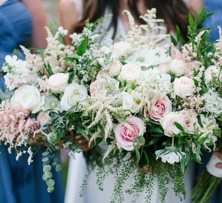 Romantic Pastel Pink and White Wedding Bouquet