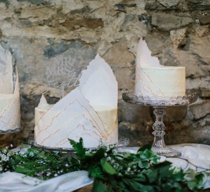 Homemade Single Tier Wedding Cakes on Glass Cake Stands