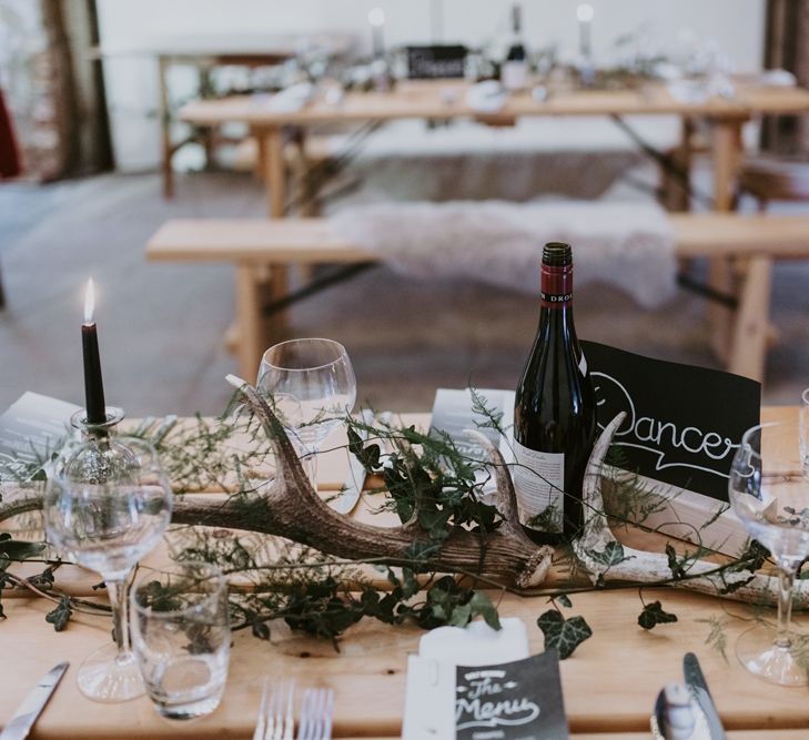 Antlers and Ivy Wedding Table Decor