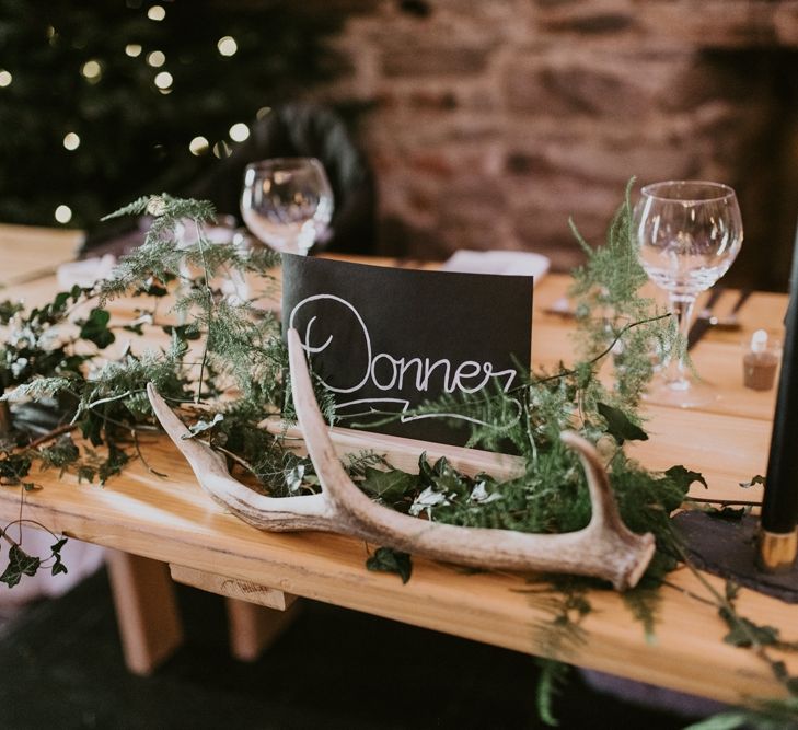 Chalk Board Reindeer Table Names for Christmas Wedding