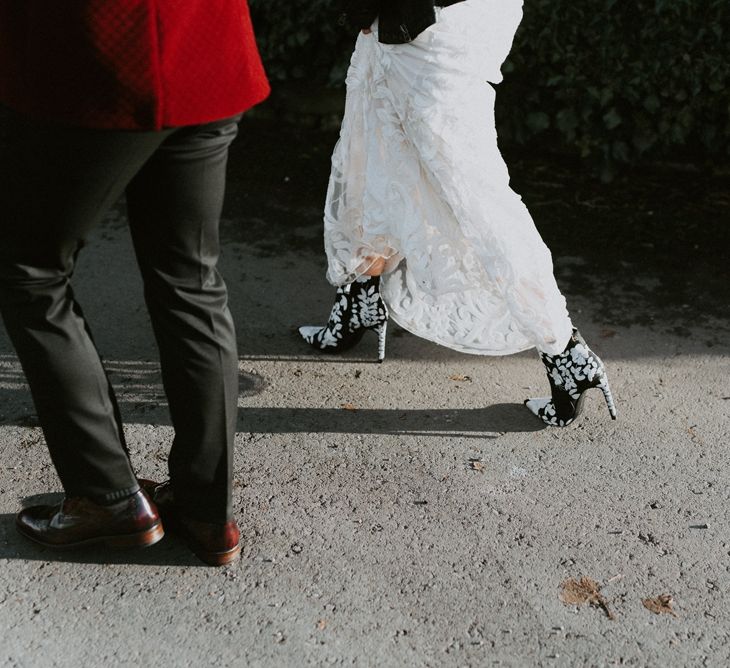 Black and White Bridal Boots and Brown Brogues