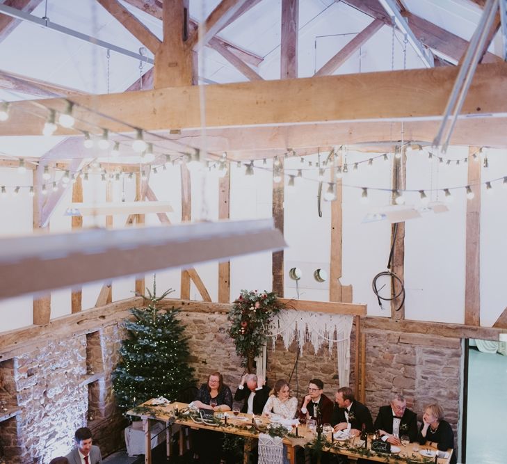 Christmas Wedding Reception with Christmas Tree and Festoon Lights