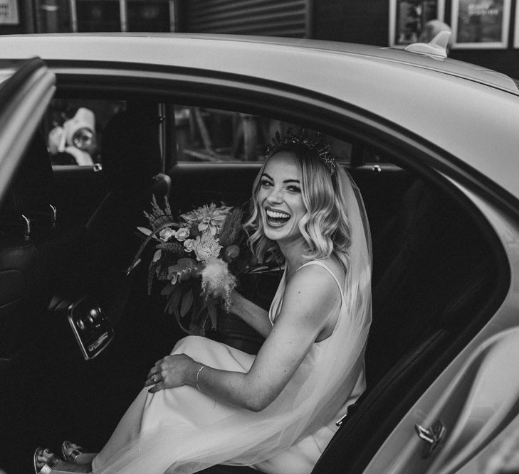 Bridal entrance in wedding car