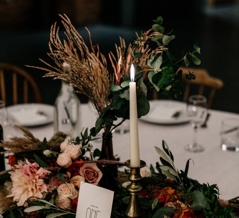 Autumnal wedding flowers with foliage and roses