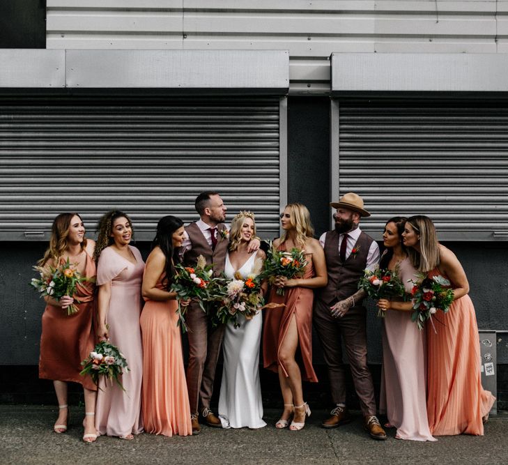 Stylish wedding party portrait