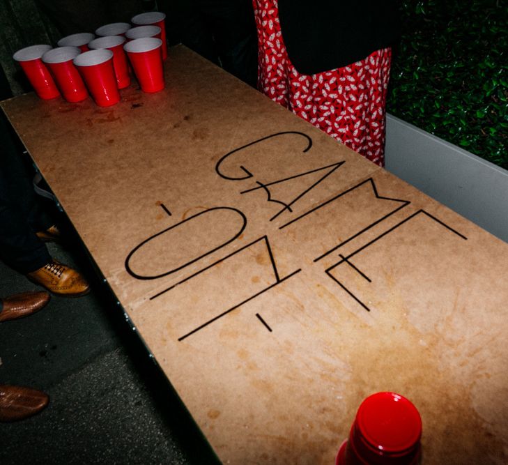 Beer pong wedding reception game