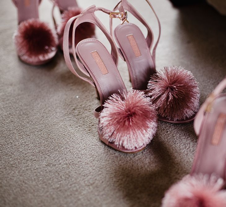 Pompom Shoes For Bridesmaids // Dewsall Court Wedding With Bride In Fishtail Gown 'Adele' By Augusta Jones With Images From Chris Barber Photography And Film From Blooming Lovely Films