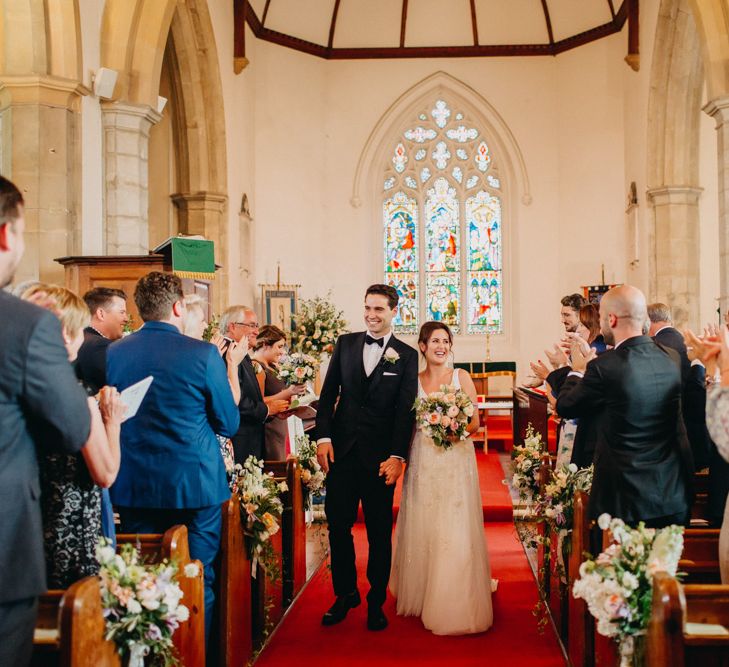 Church Wedding Ceremony | Bride in Karen Willis Holmes | Groom in Custom Made Suit by Suit Supply | Summer Wedding at Family Home in Kent | Glass Marquee from Academy Marquees | Frances Sales Photography