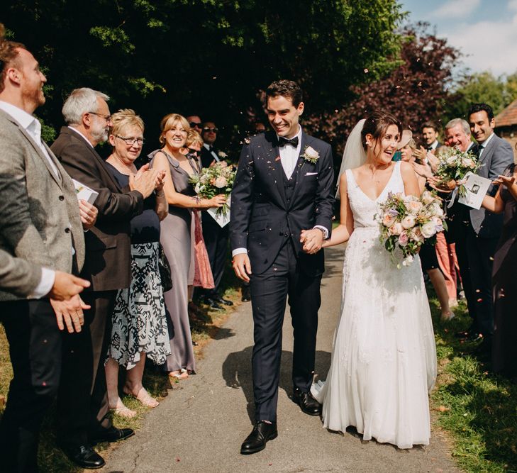 Church Wedding Ceremony | Bride in Karen Willis Holmes | Groom in Custom Made Suit by Suit Supply | Summer Wedding at Family Home in Kent | Glass Marquee from Academy Marquees | Frances Sales Photography