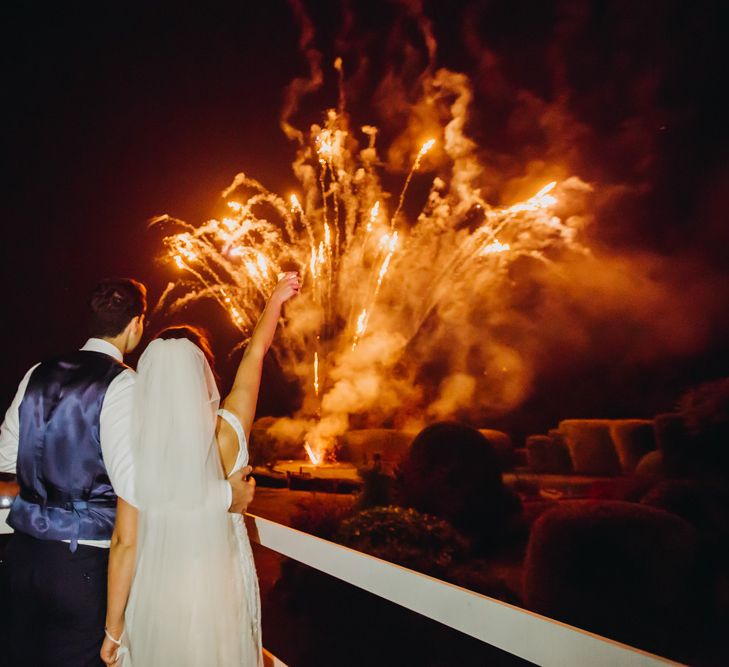 Firework Finale | Bride in Karen Willis Holmes | Groom in Custom Made Suit by Suit Supply | Summer Wedding at Family Home in Kent | Glass Marquee from Academy Marquees | Frances Sales Photography