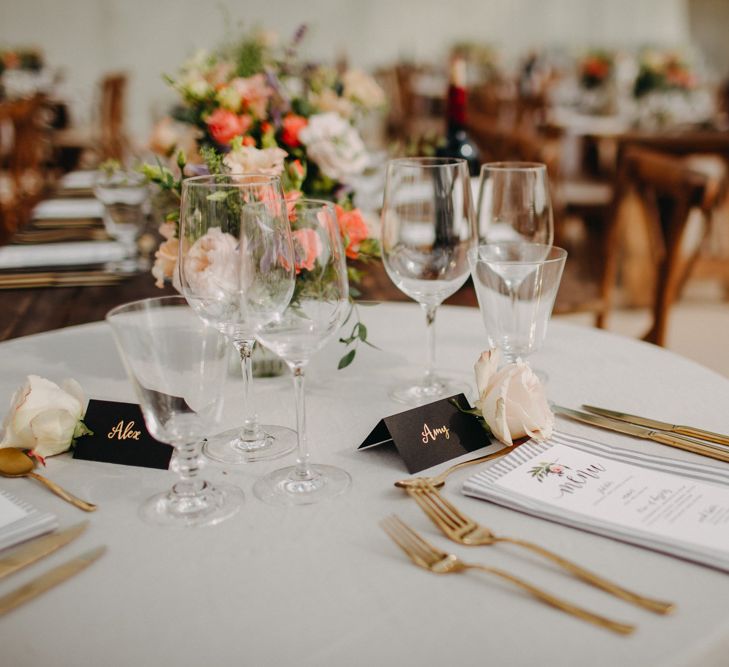 Hand Stitched Linen Napkins | Bride in Karen Willis Holmes | Groom in Custom Made Suit by Suit Supply | Summer Wedding at Family Home in Kent | Glass Marquee from Academy Marquees | Frances Sales Photography