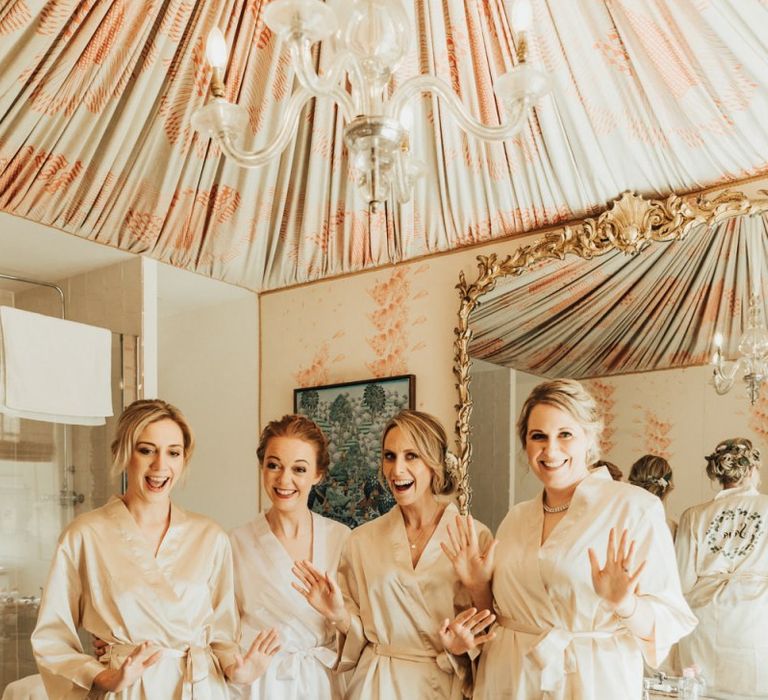 Bridal party in getting ready robes