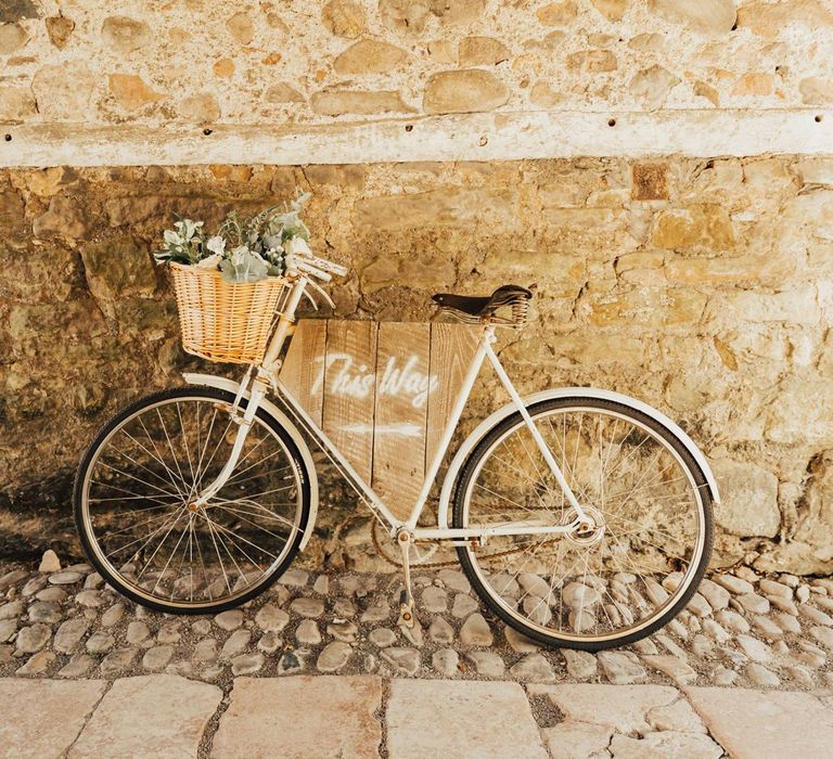 Bicycle wedding decor at Askham Hall wedding