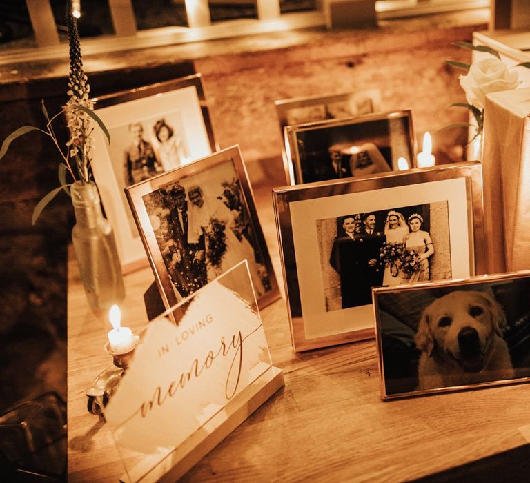 In loving memory table at Askham Hall wedding